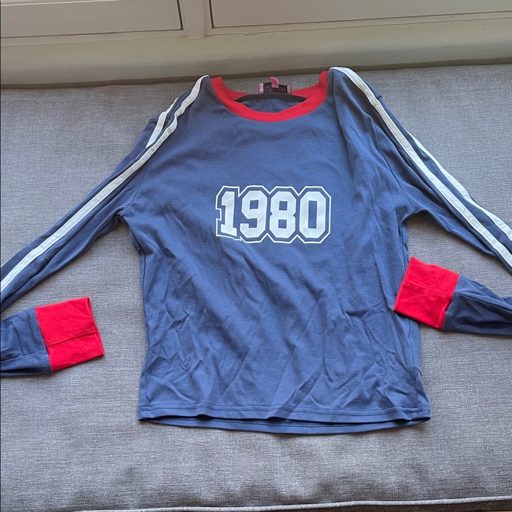 Edikted Blue and Red 1980 Crop Top